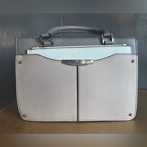 NWOT.  Ann Taylor Pochette Satchel Handbag in Paver grey, Blush with White Tote